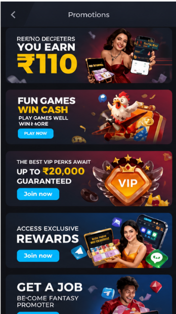 LUCKX app promotions screen